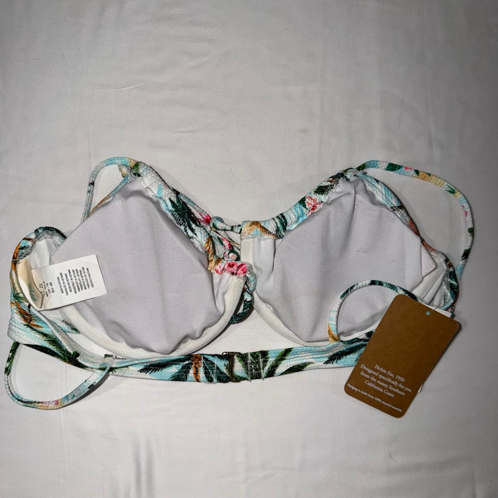 NWT Hobie Tropical Palm Tree Push Up Bikini Top XL Strappy Coastal Surf Hibiscus - Picture 7 of 9